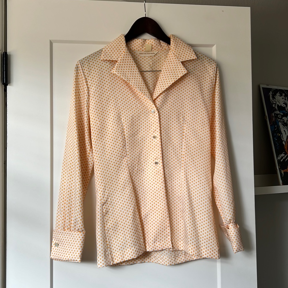 Yellow Polka-dot Vintage Koret of California Button-up Blouse